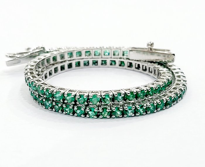 18 karaat Witgoud - Armband, Collier met hanger - 2.80 ct Smaragd
