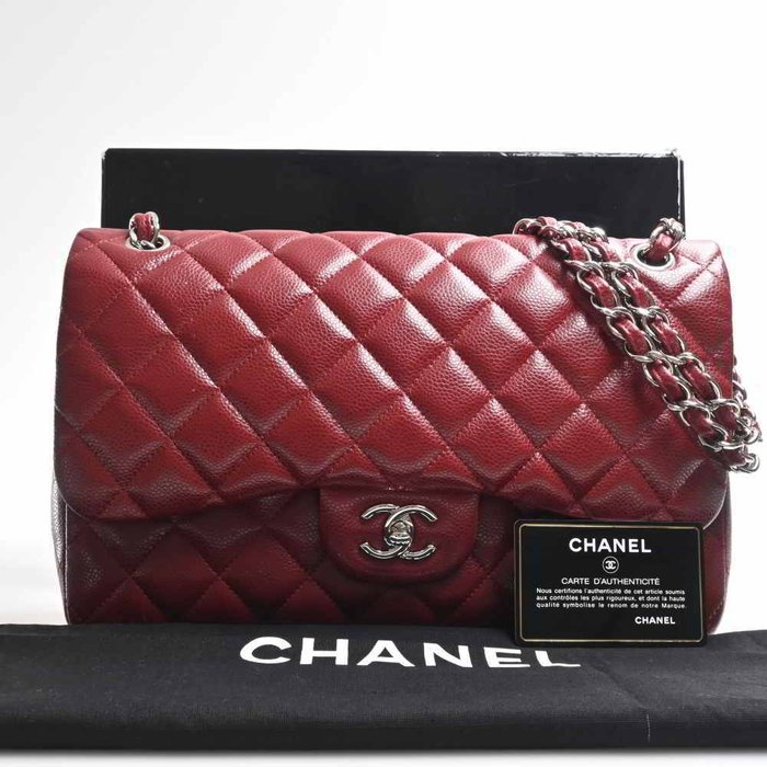 Authentic Chanel Vintage Red Quilted Timeless Classic 2.55 Shoulder Bag 25  cm