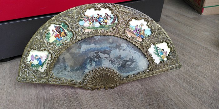 Miroir de table  - Cuivre, Émail, Porcelaine