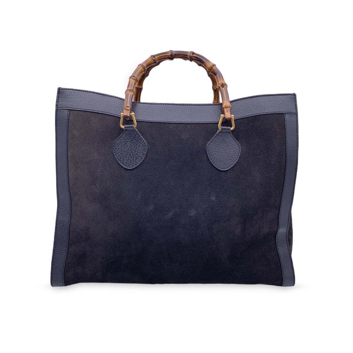 Gucci - Vintage Black Suede Leather Princess Diana Maxi XL - Tote bag ...