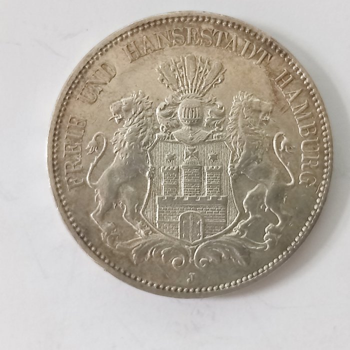 Germania, Hamburg, Germania, Imperiul. 5 Mark 1913 J