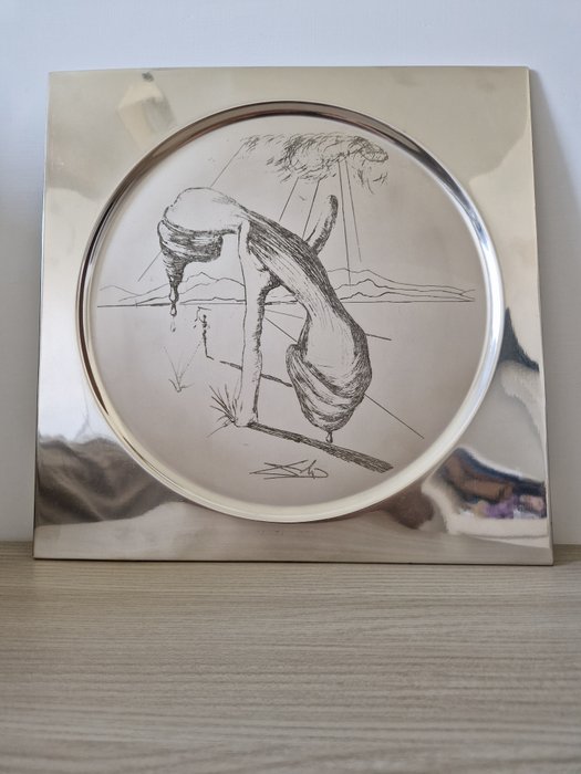 Srebrny talerz ekspozycyjny do sitodruku próby 925 (1) - Srebro - Salvador D'ali - Włochy - XXI wiek