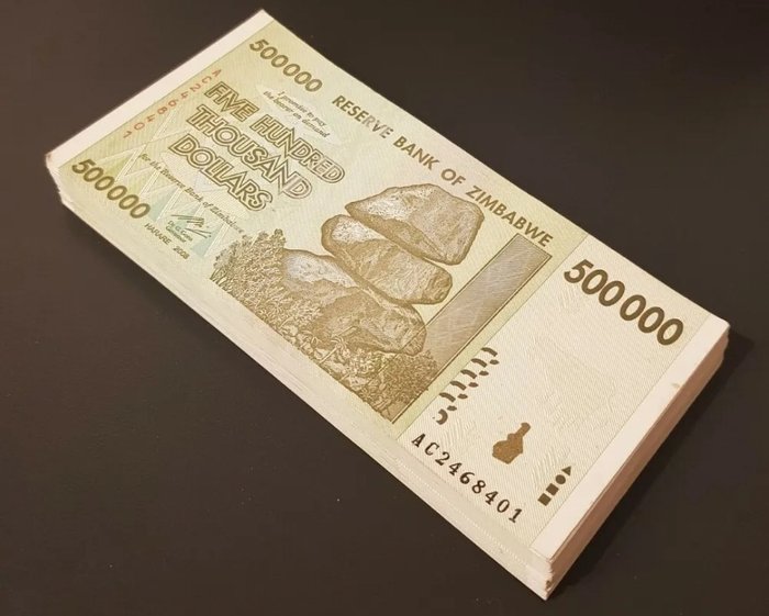 Simbabwe. - 100 x 500.000 Dollar 2008 - Pick 76