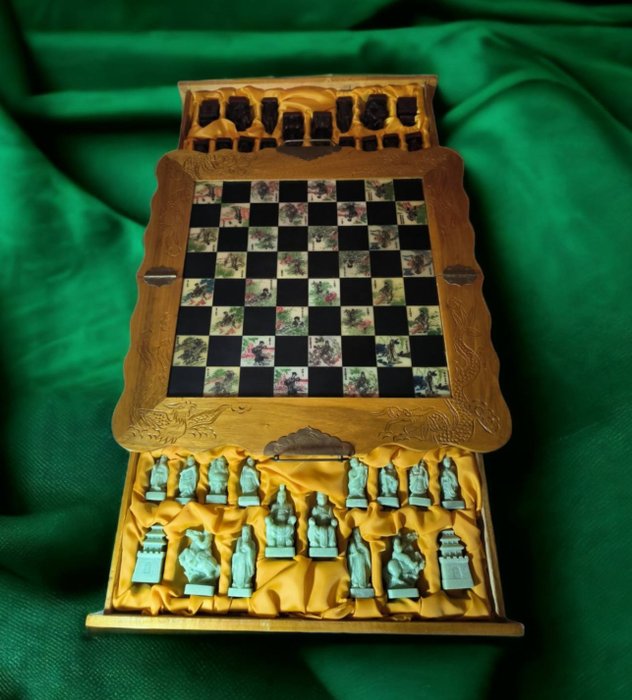 Jogo de Xadrez Chinês Jade - Jade-Madeira-Bronze - Catawiki