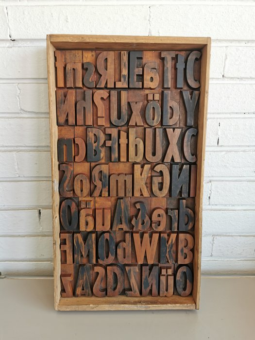 Oude typografie/drukkerij grote letters (58) - Hout - Catawiki