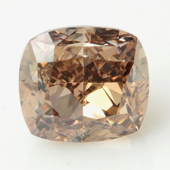 1 pcs Diamante - 0.52 ct - Brillante, Cuscino modificato brillante - Natural Fancy Brown - VS1