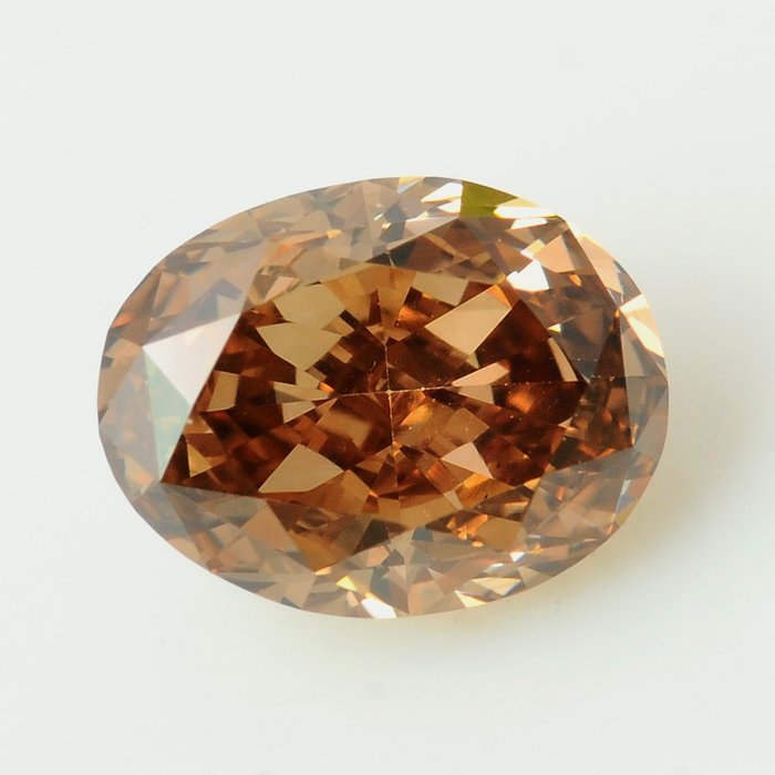 1 pcs 鑽石 - 0.76 ct - 明亮型, 橢圓形明亮式 - Natural Fancy Brown - VS1