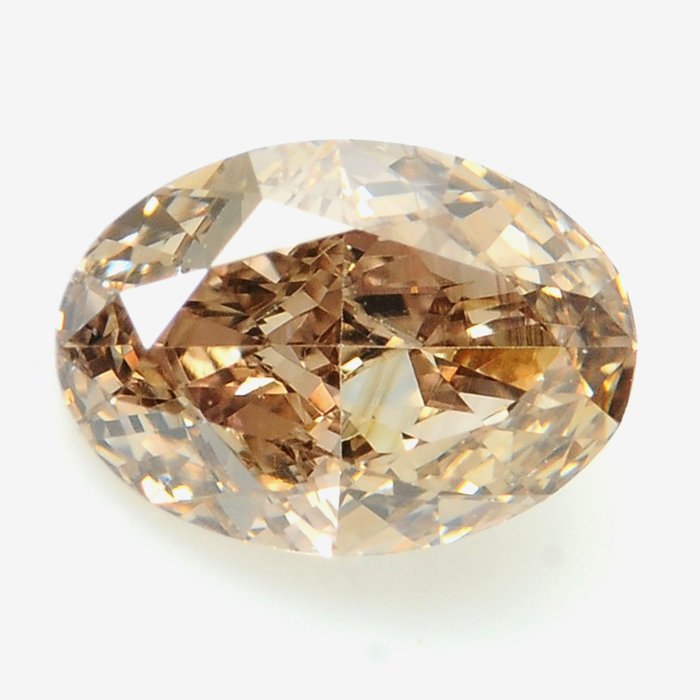 1 pcs 鑽石 - 0.51 ct - 明亮型, 橢圓形明亮式 - Natural Fancy Brown - VS2
