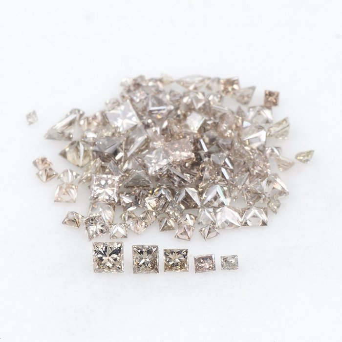 134 pcs Diamant - 5.10 ct - Briljant, Prinses - Natural Fancy Mix Yellow - Brown - VS - SI