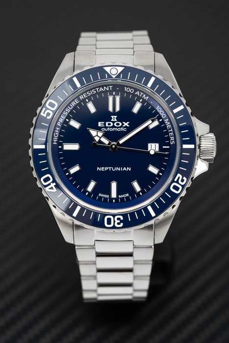 Edox - Edox Men's Watch Neptunian Automatic Steel Blue 80120-3BUM-BUF - 80120-3BUM-BUF - Men - 2011-present