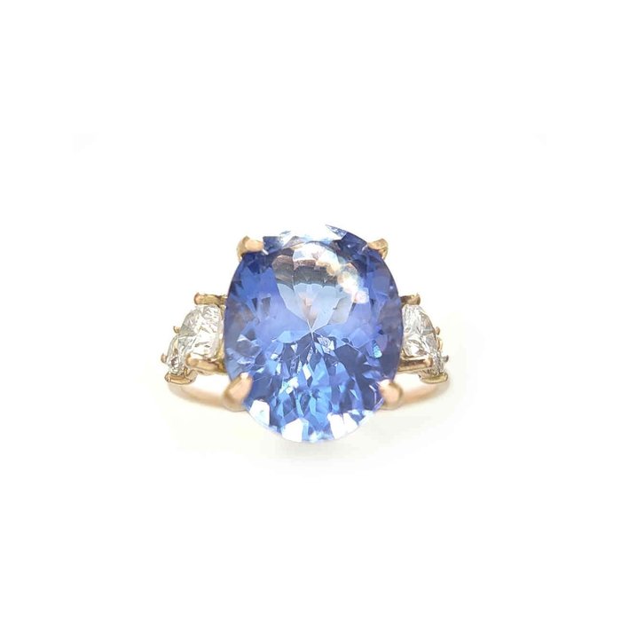 Ring Gelbgold -  3.99 tw. Tansanit - Diamant 