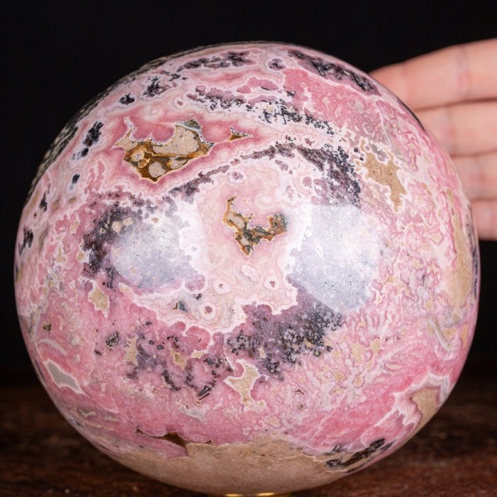 Esfera grande en rodocrosita Rodocrosita estalactítica grande - Esfera - Altura: 145 mm - Ancho: 145 mm- 5296 g