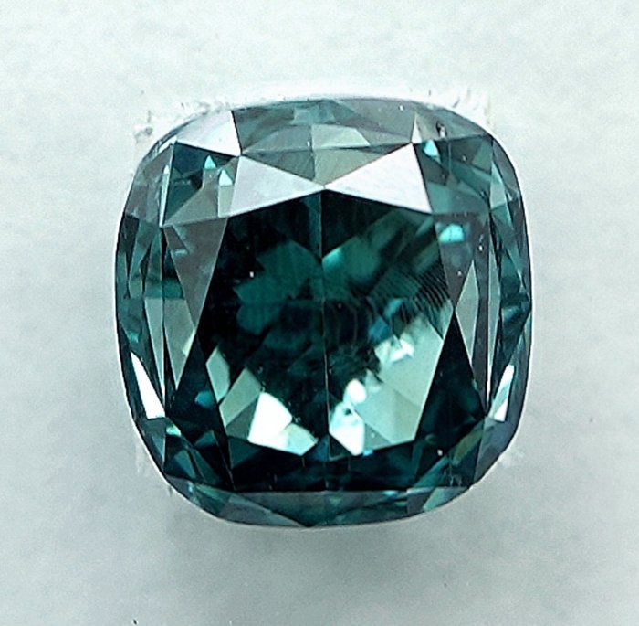 Diamante - 1.01 ct - Cuscino - Colore trattato, Fancy Greenish Blue - SI1