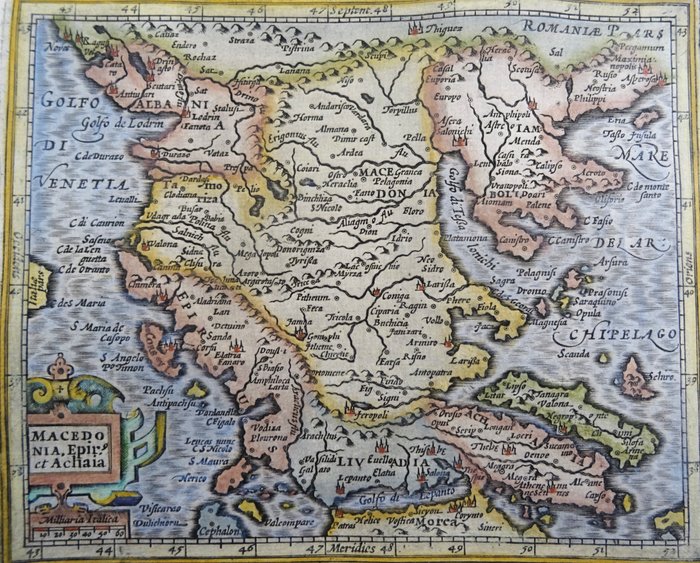 Grecia, Athens, Albania, Macedonia, Turkey….; Hondius / Mercator / Janssonius - Macedomia Epir et Acsiaia - 1601-1620