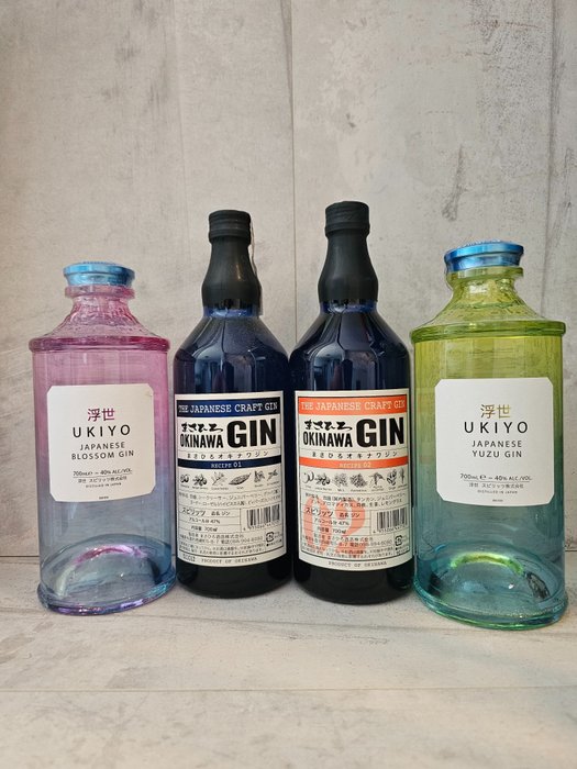 Ukiyo Blossom Gin & Yuzu Gin + Okinawa Recipe 01 & 02 - 70cl - 4 bouteilles