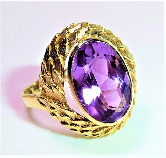 戒指 - 14K包金 黄金 紫水晶 