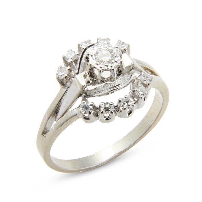 18 kt Weißgold - Ring - 0.42 ct Diamant - Diamanten