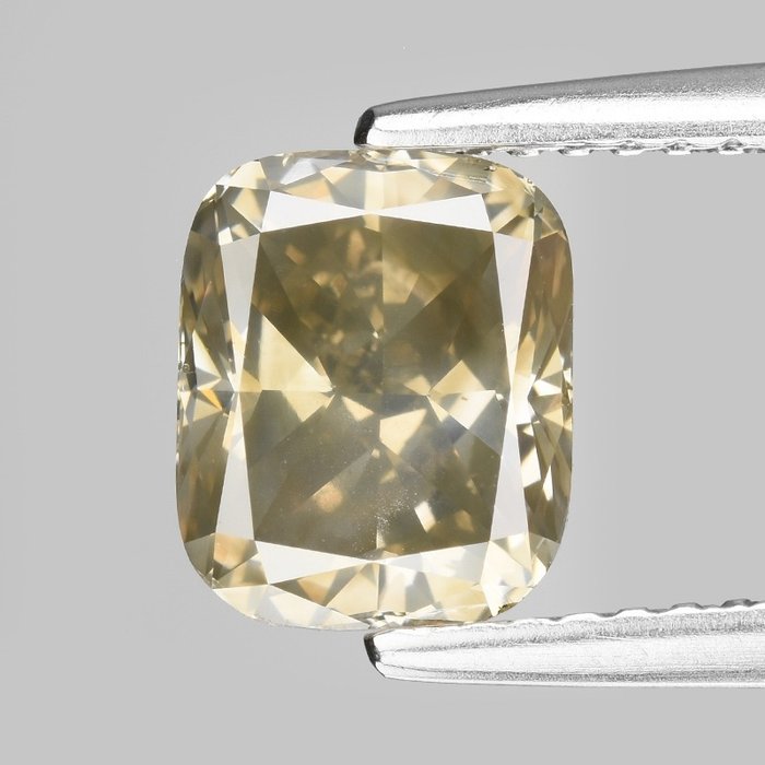 Diamant - 2.04 ct - Coussin - (Fancy Yellowish Grayish Brown) - I1