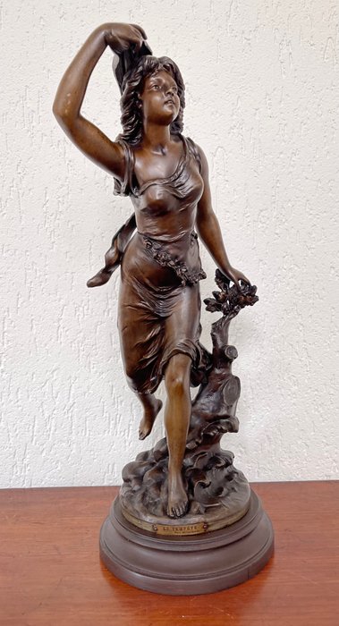 Skulptur, La Tempête - Par Bruchon (1806 - 1895) - 53 cm - Holz, Rohzink
