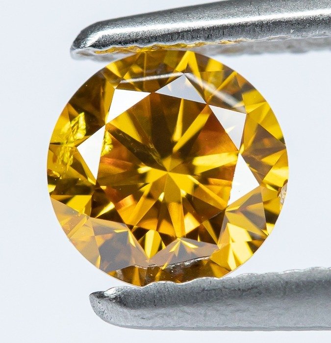 Diamant – 0.44 ct – Natural Fancy Vivid Yellowish Orange – SI2 *NO RESERVE*