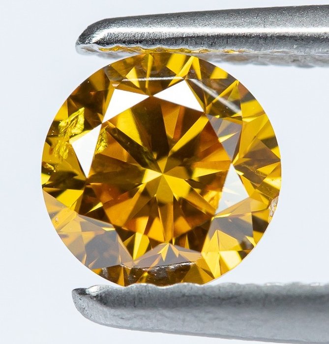 Diamant – 0.44 ct – Natural Fancy Vivid Yellowish Orange – SI2 *NO RESERVE*