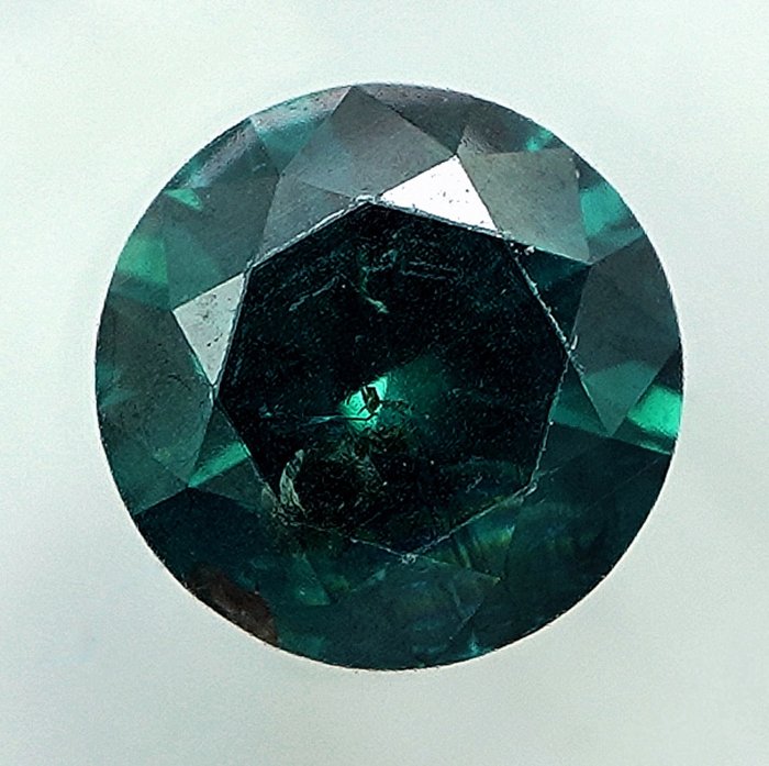 鑽石 - 1.04 ct - 明亮型 - Fancy Intense Bluish Green - I2