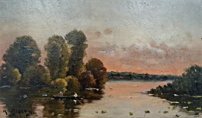 Hippolyte Camille Delpy (1842-1910) - Le lac au coucher du soleil