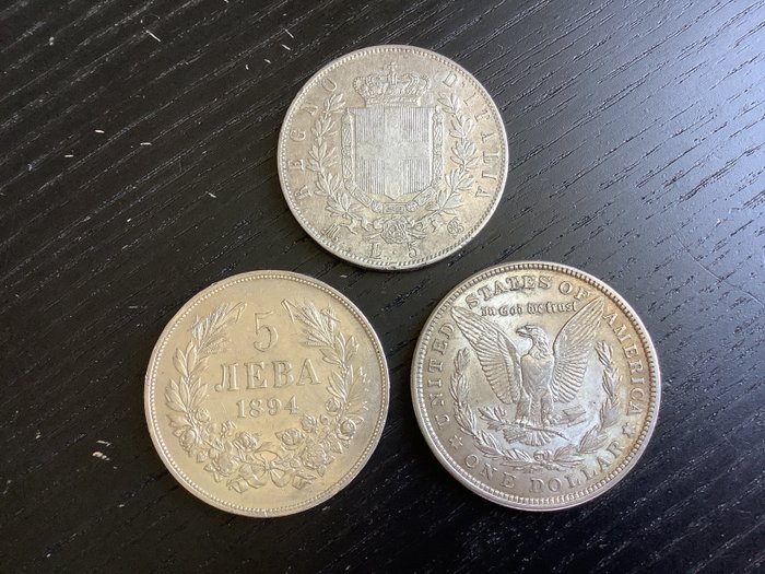 Bulgaria, Italy, United States. Lot of 3 Various Coins