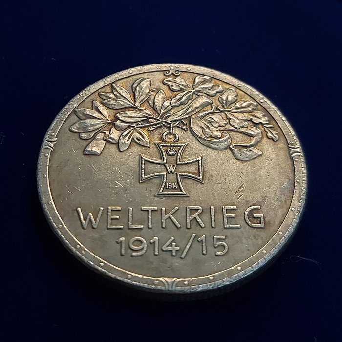 德国。 900 银（20.3 克）。第一次世界大战，WW1 - 奖章