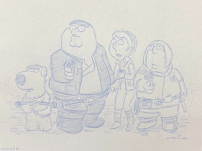 Family Guy - 1 Desenho Conceitual da Família - Episódio Star Wars, feito por Todd Aaron Smith (certificado) - SEM