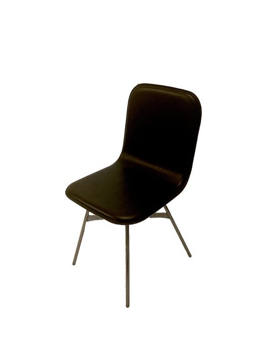 Colé Italia - Lorenz + Kaz - 椅子 - Tria 简约黑色皮革 - 皮革, 钢材（不锈钢）, 镀铬