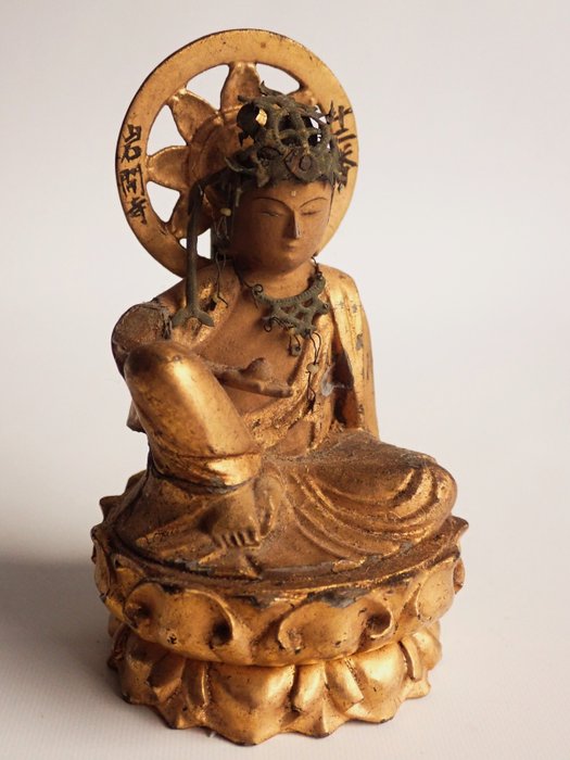 雕像, 佛像仏像 - 木, 漆木 - Small wooden statue of KANON 観音像 - 日本 - 江戶時代（1600-1868）