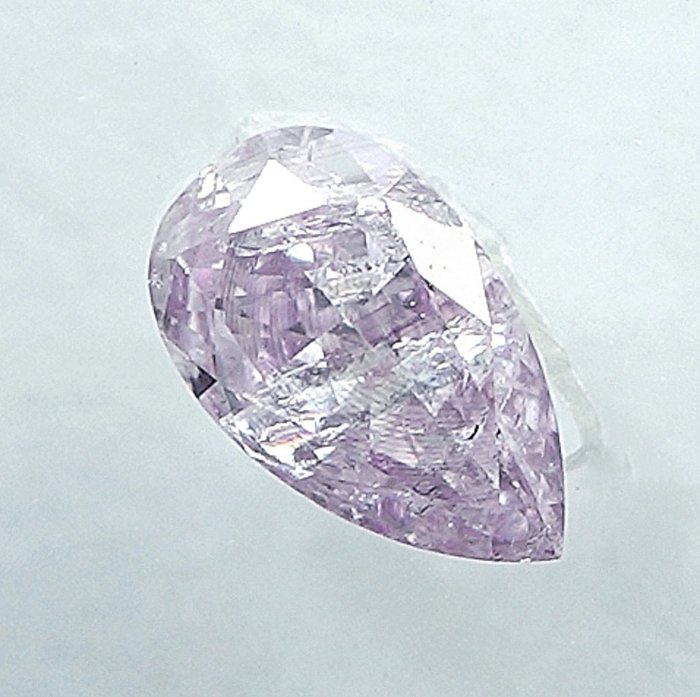 Diamant - 0.15 ct - Pară - Natural Fancy Light Pink - I2