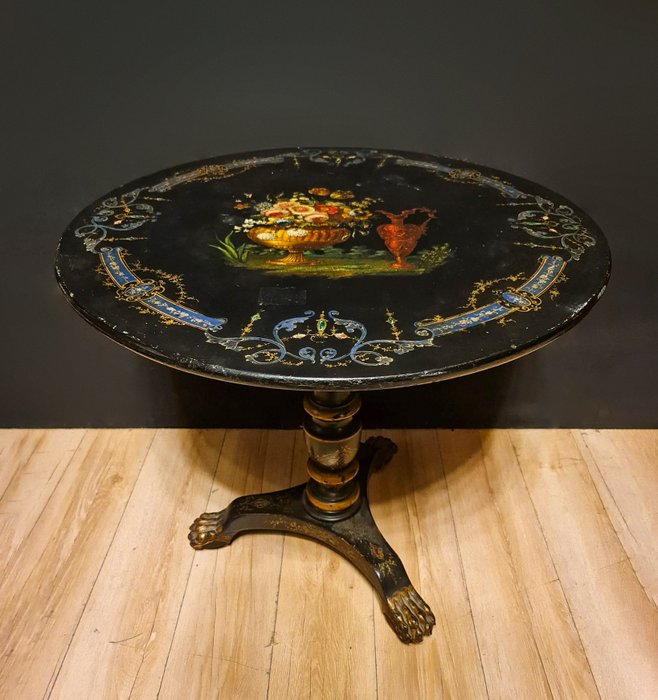 Tafel, Kantelbare salontafel - Regency - Gelakt hout, handbeschilderd - Midden 19e eeuw