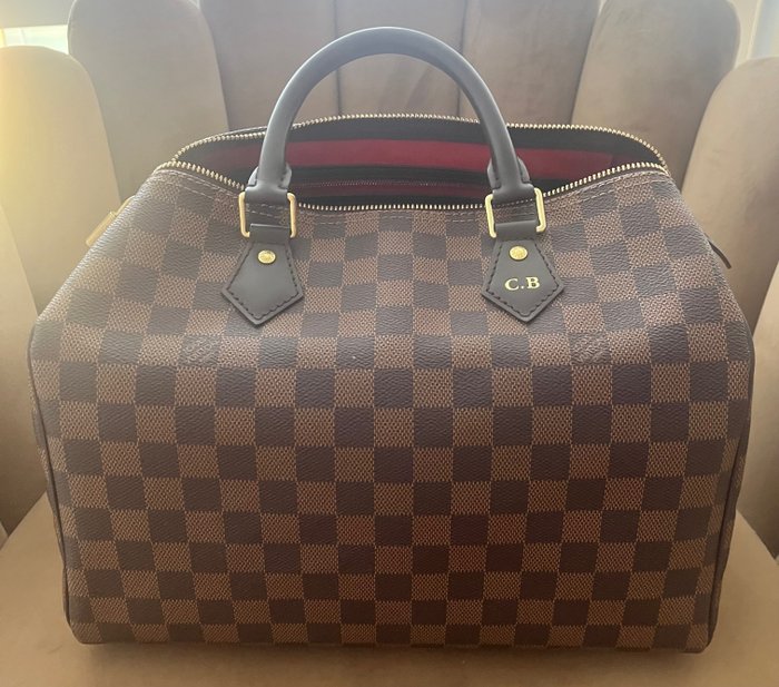 Authentic Louis Vuitton Speedy 25 Damier Ebene Satchel Handbag