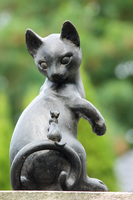 Statue, kat muis beeld spaarpot - 20 cm - Harz