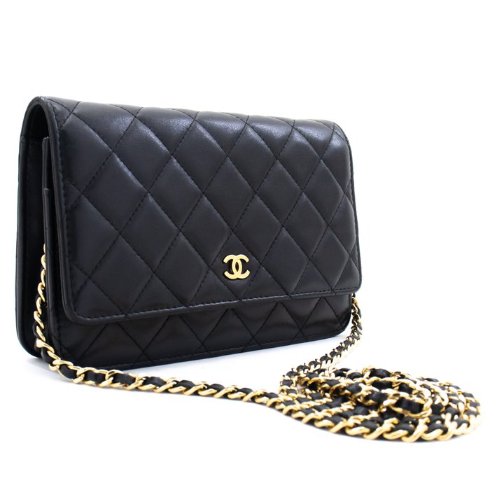 Chanel Wallet with Chain Beige Leather Caviar Crossbody 2006 ENTRUPY  AUTHENTIC