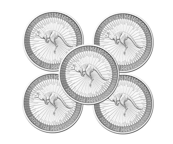 Australië. 2023 Australia Kangaroo Coin in capsule, 5 x 1 oz