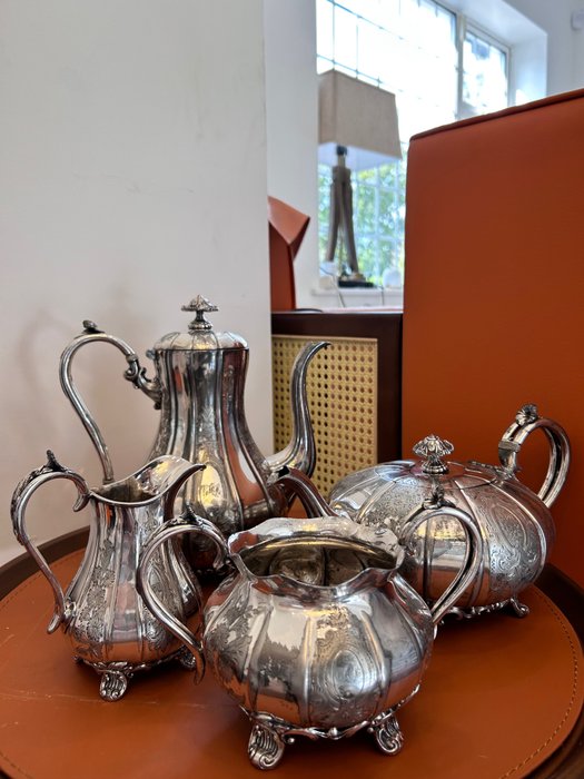 Christop Dresser - James Dixon & sons - Service à thé et café (4) - Style Édouardien - Métal argenté