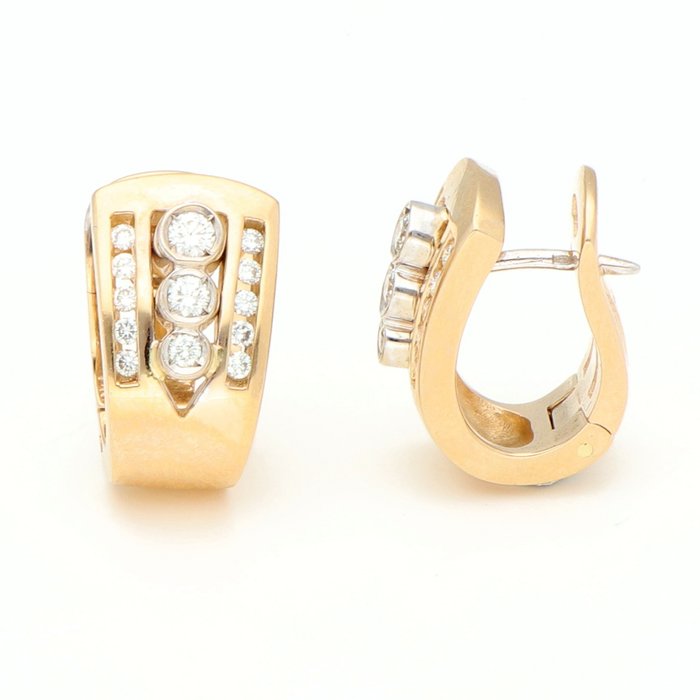 Boucles d'oreilles - 14 carats Or jaune Diamant 