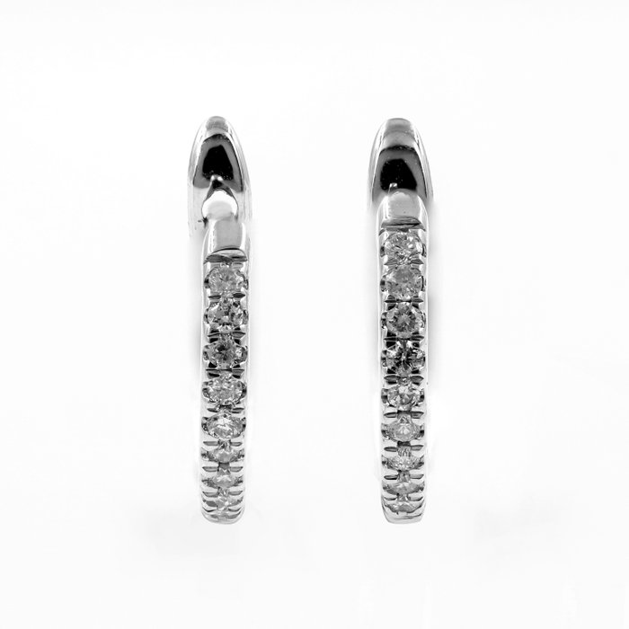 Sans Prix de Réserve - Boucles d'oreilles - 18 carats Or blanc -  0.10 tw. Diamant  (Naturelle) 
