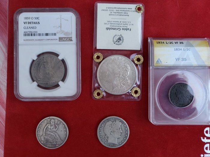 United States. Interesting collection of Coins inkl. slab coins (5 pieces)