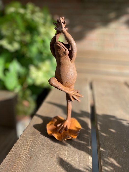 Sculptură, Yoga kikker - 24 cm - Fier (turnat/forjat)