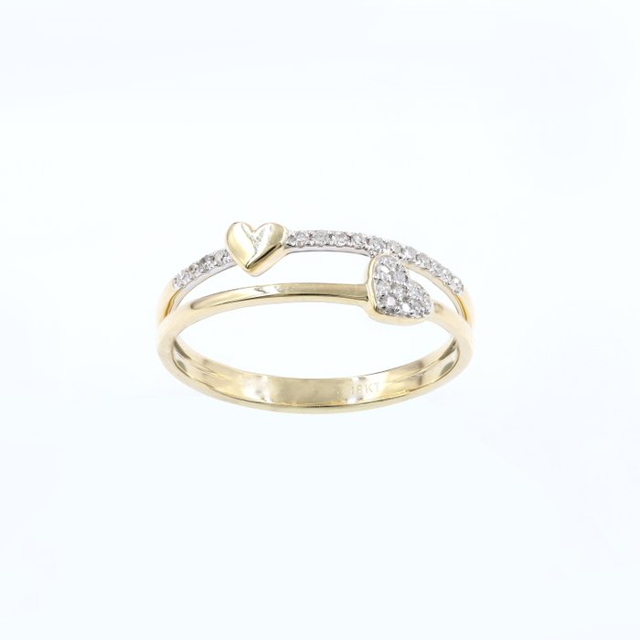 Gyűrű - 18 kt. Sárga arany -  0.08 tw. Gyémánt  (Természetes) 