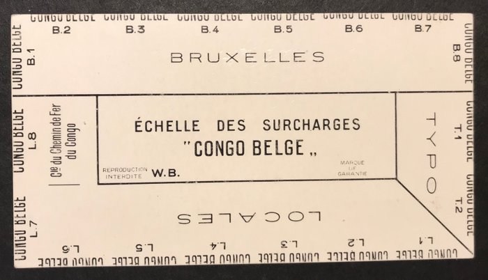 Belgisch-Kongo 1909 - Die Maes-Skala zur Identifizierung der Überdrucke KONGO BELGE - ZELDZAAM