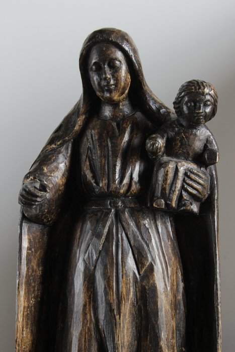 Sculptură, Madonna met Kind - 47 cm - Lemn