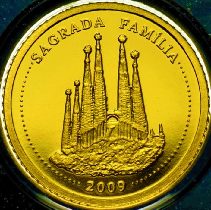 Coreia. 10 Won 2009 "Sagrada Família - Barcelona, Spain", (.999) Proof  (Sem preço de reserva)