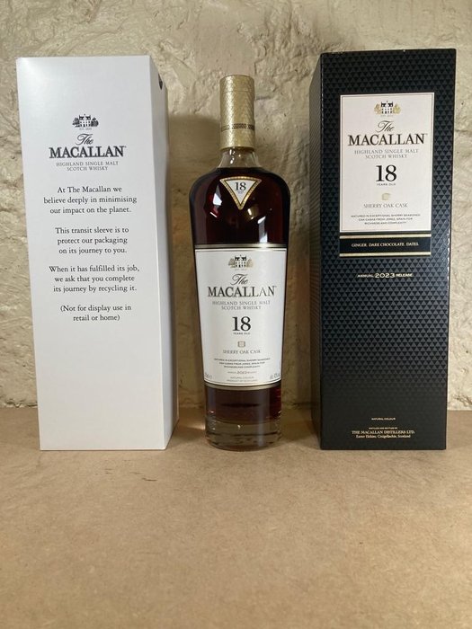 Macallan 18 years old - Sherry Oak Cask 2023 Release - Original bottling  - 700 毫升