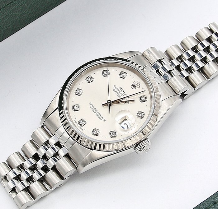 Rolex - Oyster Perpetual Datejust - Silver Diamonds Dial - 16234 - Unisex - 1990-1999