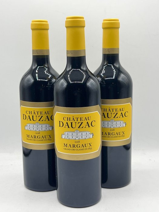 2018 Chateau Dauzac - Margaux 5ème Grand Cru Classé - 3 Flasker (0,75 L)